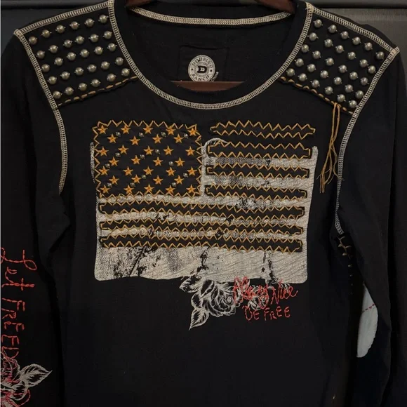 Double D Ranch Black Let Freedom Ring long sleeve tee - Picture 1 of 6